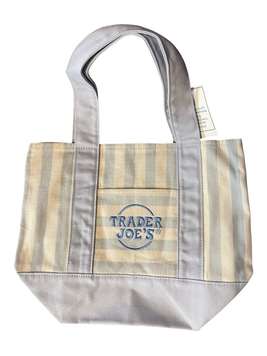 Trader Joe'S Handbags - Trader Joe's Striped Canvas Tote - Light Blue & Cream